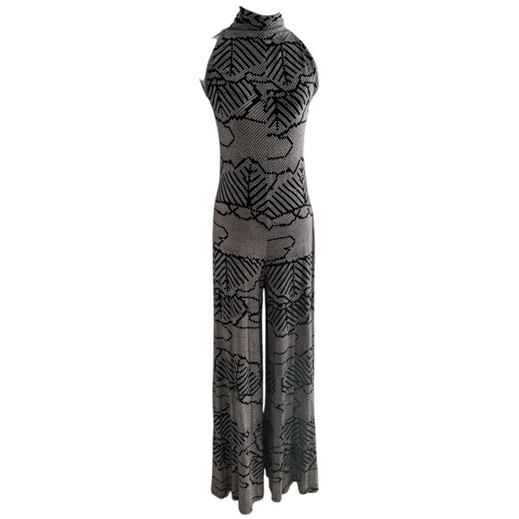 BEL KAZAN Anthropologie Jumpsuit Black White Geometric Sleeveless Size‎ S Resort - Picture 1 of 6